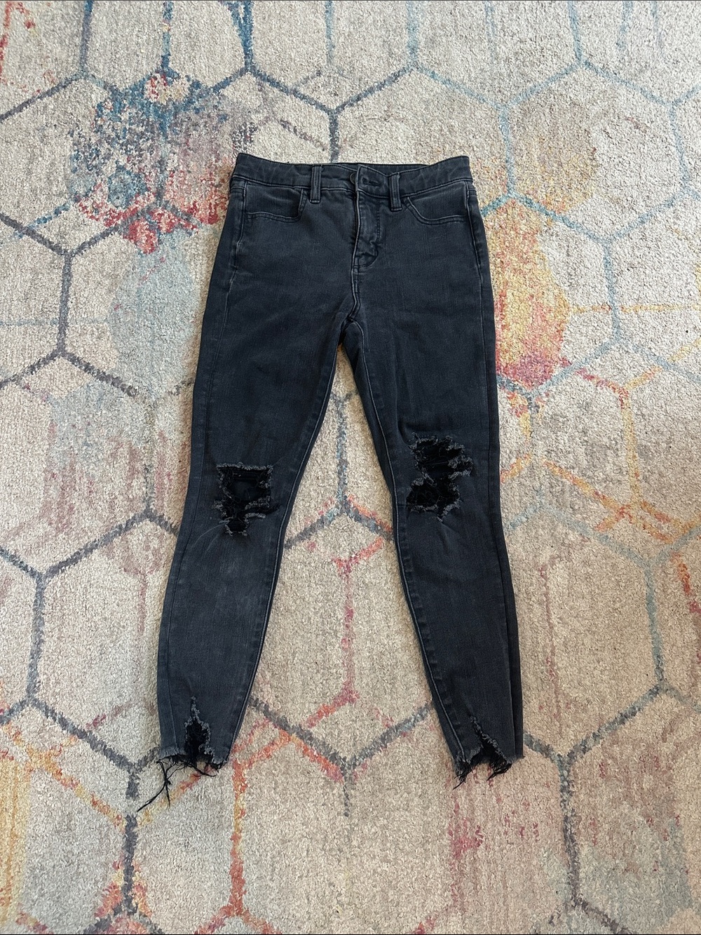 American Eagle Outfitters Black Distressed Skinny Jeans